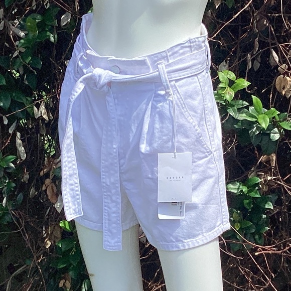 NWT Kancan High Rise White Denim Paper Bag Short 100% Cotton Size Medium - Picture 6 of 9